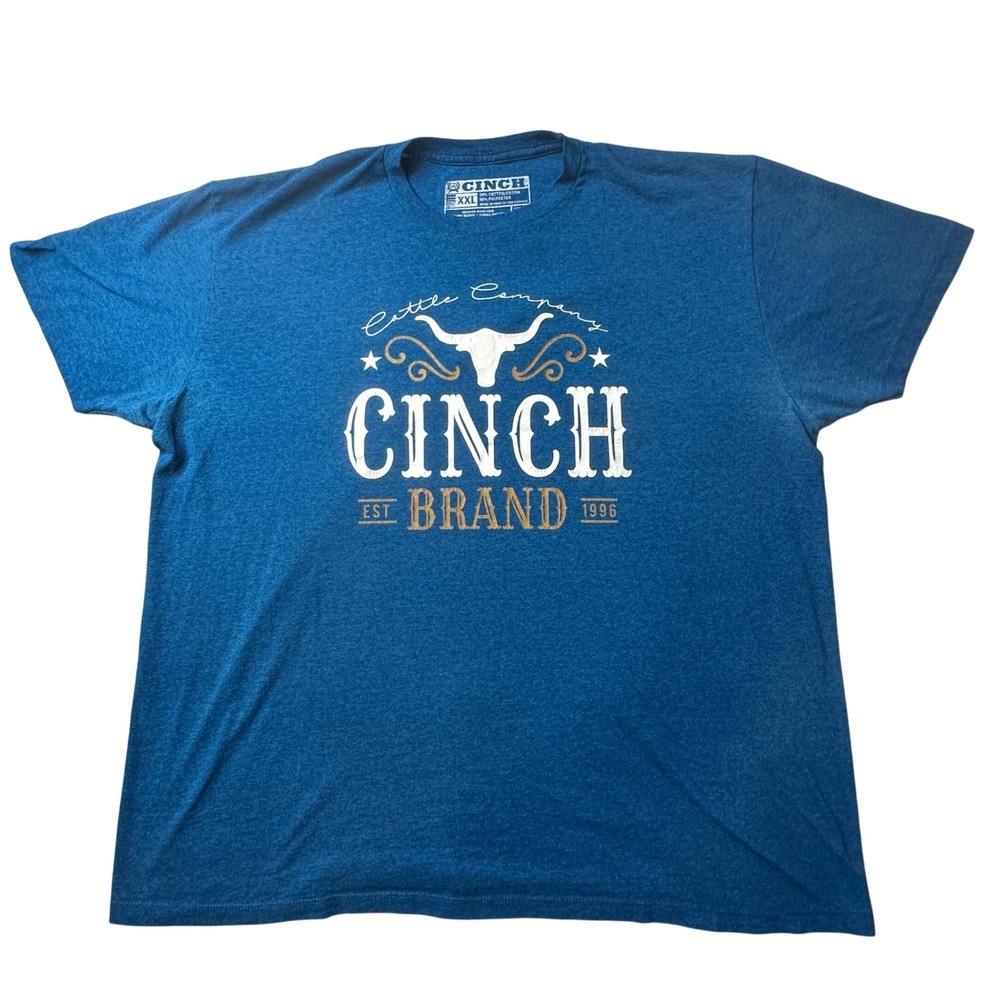 Cinch‎ T-Shirt Mens XXL Blue Cattle Company Graphic Western Short Sleeve 39219